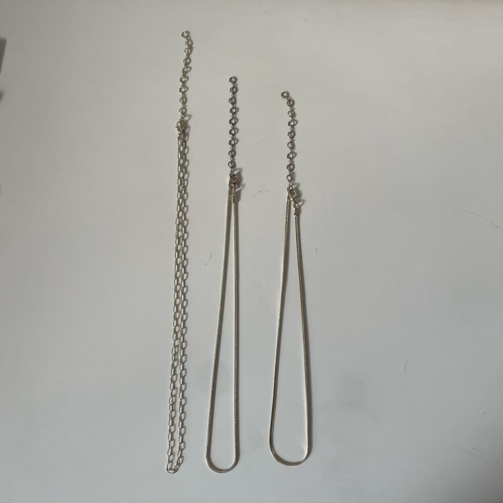 Dainty white gold chain necklaces: set of 3
